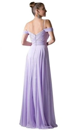 Cinderella Divine - Shirred Plunging Sweetheart Cold Shoulder Chiffon Gown Formal Gowns 18 Cinderella Divine - Shirred Plunging Sweetheart Cold Shoulder Chiffon Gown Formal Gowns