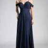 Cinderella Divine - Shirred Plunging Sweetheart Cold Shoulder Chiffon Gown Formal Gowns 2 Cinderella Divine - Shirred Plunging Sweetheart Cold Shoulder Chiffon Gown Formal Gowns