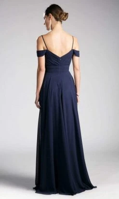 Cinderella Divine - Shirred Plunging Sweetheart Cold Shoulder Chiffon Gown Formal Gowns 15 Cinderella Divine - Shirred Plunging Sweetheart Cold Shoulder Chiffon Gown Formal Gowns