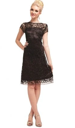Cinderella Divine - Short Sleeve Illusion Bateau Sheath Dress
