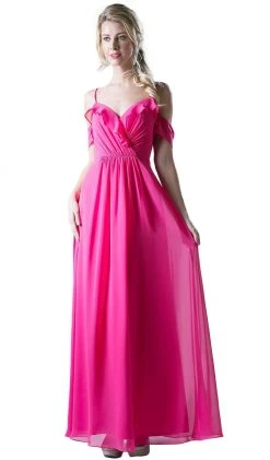 Formal Gowns Cinderella Divine - Simple V-neck Ruffled A-line Dress