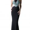 Cinderella Divine - Sleeveless Embellished Halter Sheath Dress