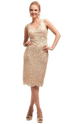 Cocktail Dresses Cinderella Divine - Sleeveless Embellished V-neck Sheath Dress 6 Cocktail Dresses Cinderella Divine - Sleeveless Embellished V-neck Sheath Dress