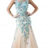Formal Gowns Cinderella Divine - Sleeveless Floral Embellished Mermaid Evening Gown