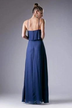 Formal Gowns Cinderella Divine - Sleeveless Flounce Halter Neck Sheath Dress