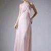 Formal Gowns Cinderella Divine - Sleeveless Flounce Halter Neck Sheath Dress