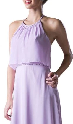 Formal Gowns Cinderella Divine - Sleeveless Halter Neck Embellished A-line Dress