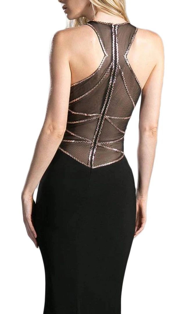 Formal Gowns Cinderella Divine - Sleeveless Illusion Beaded Sheath Evening Gown 5 Formal Gowns Cinderella Divine - Sleeveless Illusion Beaded Sheath Evening Gown