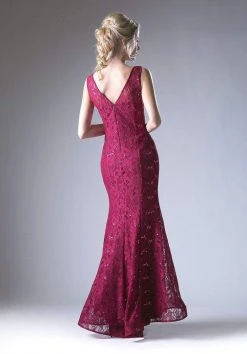 Cinderella Divine - Sleeveless Lace V-neck Sheath Dress