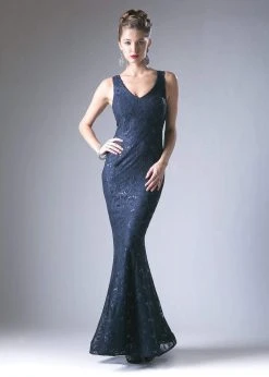 Cinderella Divine - Sleeveless Lace V-neck Sheath Dress