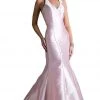 Cinderella Divine - Sleeveless Low V-Neck Satin Trumpet Evening Gown Formal Gowns 1 Cinderella Divine - Sleeveless Low V-Neck Satin Trumpet Evening Gown Formal Gowns