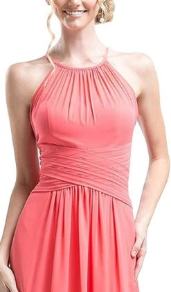 Cinderella Divine - Sleeveless Ruched Halter A-line Dress Formal Gowns 10 Cinderella Divine - Sleeveless Ruched Halter A-line Dress Formal Gowns