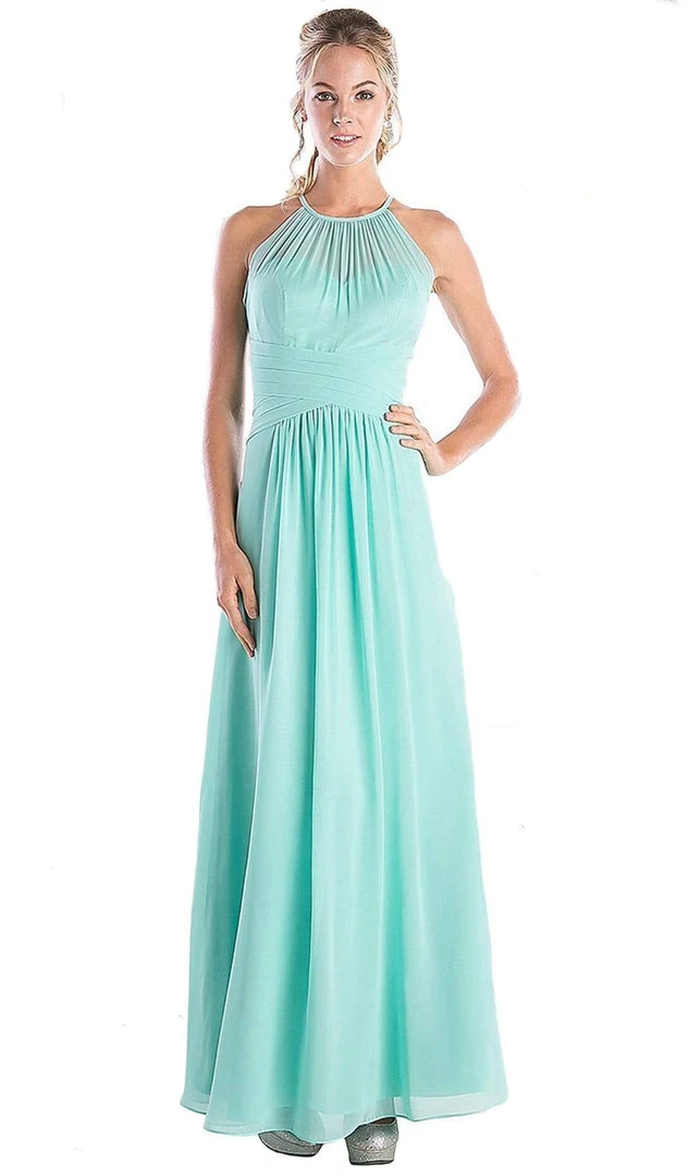 Cinderella Divine - Sleeveless Ruched Halter A-line Dress Formal Gowns 7 Cinderella Divine - Sleeveless Ruched Halter A-line Dress Formal Gowns