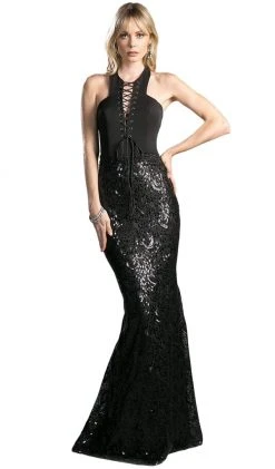 Cinderella Divine - Sleeveless Sequined Sheath Evening Gown Formal Gowns