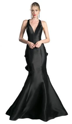 Cinderella Divine - Sleeveless V-neck Ruffled Mermaid Dress