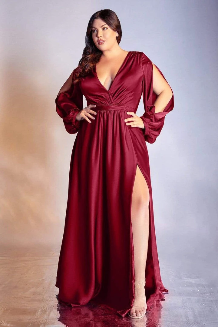 Cinderella Divine - Split Long Sleeve Sleek A-Line Gown 7475C - 1 Pc Mauve In Size 24 Available 3 Cinderella Divine - Split Long Sleeve Sleek A-Line Gown 7475C - 1 Pc Mauve In Size 24 Available