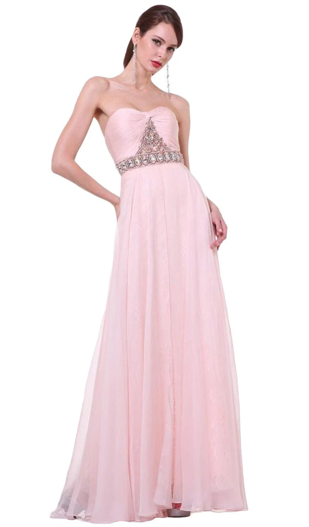 Formal Gowns Cinderella Divine - Strapless Bejeweled Chiffon A-line Gown 3 Formal Gowns Cinderella Divine - Strapless Bejeweled Chiffon A-line Gown