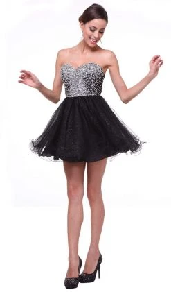 Cocktail Dresses Cinderella Divine - Strapless Bejeweled Sweetheart A-line Dress