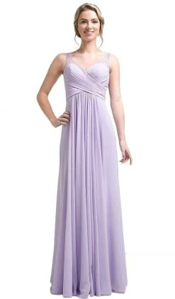 Formal Gowns Cinderella Divine - Strapless Crisscrossed Bodice A-Line Long Formal Gown