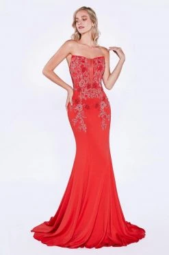 Formal Gowns Cinderella Divine - 8964 Strapless Embellished Mermaid Evening Gown