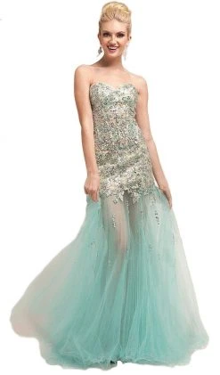 Formal Gowns Cinderella Divine - Strapless Embellished Trumpet Evening Gown