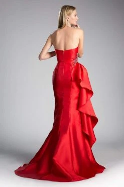 Cinderella Divine - Strapless Side Embellished Mermaid Evening Gown Formal Gowns