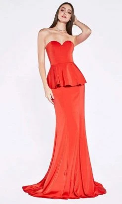Cinderella Divine - Strapless Sweetheart Peplum Trumpet Dress