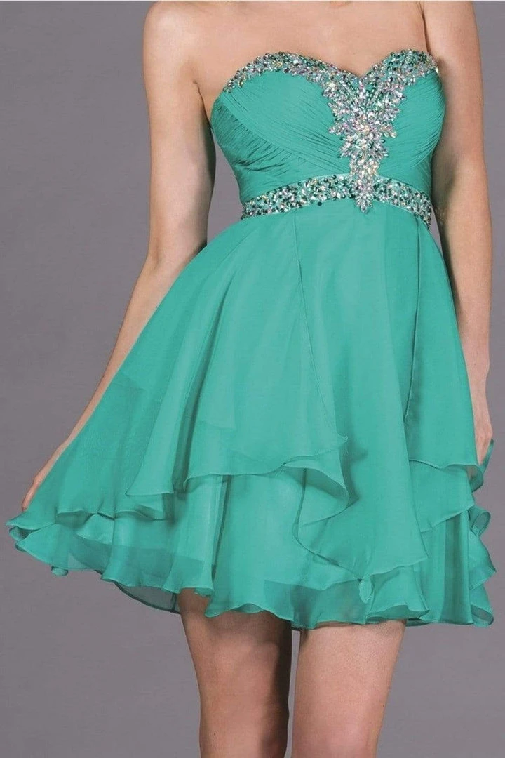 Cinderella Divine - Strapless Sweetheart Tiered Hem A-Line Cocktail Dress Cocktail Dresses 8 Cinderella Divine - Strapless Sweetheart Tiered Hem A-Line Cocktail Dress Cocktail Dresses