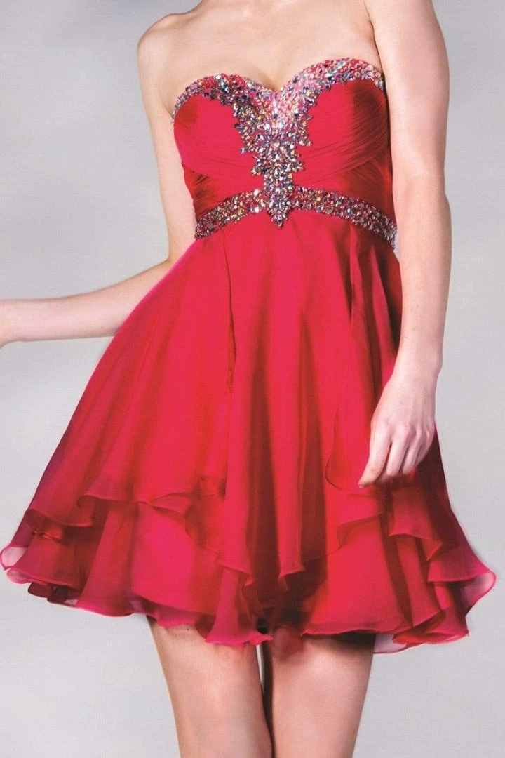 Cinderella Divine - Strapless Sweetheart Tiered Hem A-Line Cocktail Dress Cocktail Dresses 10 Cinderella Divine - Strapless Sweetheart Tiered Hem A-Line Cocktail Dress Cocktail Dresses