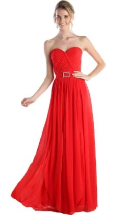 Cinderella Divine - Strapless Twined Front Chiffon Long Evening Gown Formal Gowns