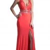 Formal Gowns Cinderella Divine - Strappy Plunging V-Neck Slit Evening Dress 2 Formal Gowns Cinderella Divine - Strappy Plunging V-Neck Slit Evening Dress