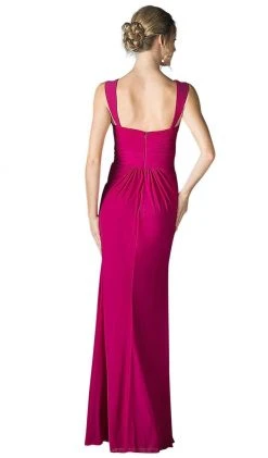 Cinderella Divine - Surplice Bodice Draping Sheath Dress Formal Gowns