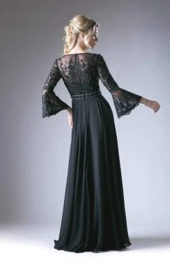 Formal Gowns Cinderella Divine - Sweetheart Long Bell Sleeves Lace Evening Gown CR773 - 1 Pc Dusty Rose In Sizes 12 Available