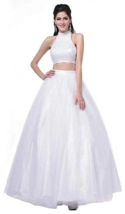 Cinderella Divine - Two Piece Beaded High Halter Ballgown Formal Gowns