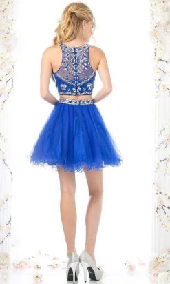 Cinderella Divine - Two-Piece Crystal Ornate Illusion A-Line Dress Cocktail Dresses 22 Cinderella Divine - Two-Piece Crystal Ornate Illusion A-Line Dress Cocktail Dresses