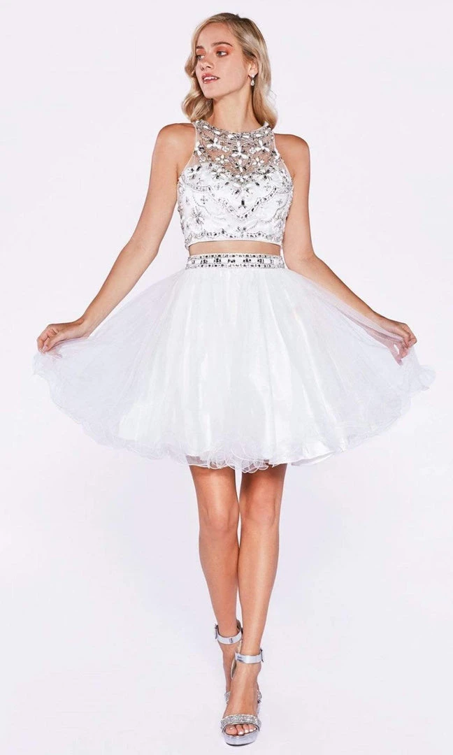 Cinderella Divine - Two-Piece Crystal Ornate Illusion A-Line Dress Cocktail Dresses 3 Cinderella Divine - Two-Piece Crystal Ornate Illusion A-Line Dress Cocktail Dresses