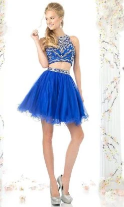 Cinderella Divine - Two-Piece Crystal Ornate Illusion A-Line Dress Cocktail Dresses 21 Cinderella Divine - Two-Piece Crystal Ornate Illusion A-Line Dress Cocktail Dresses