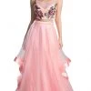 Formal Gowns Cinderella Divine - 11793 Two Piece Embroidered Tulle Evening Dress