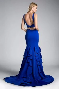 Cinderella Divine - Two Piece Sleeveless Ruffled Trumpet Gown