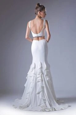 Cinderella Divine - Two Piece Sleeveless Ruffled Trumpet Gown