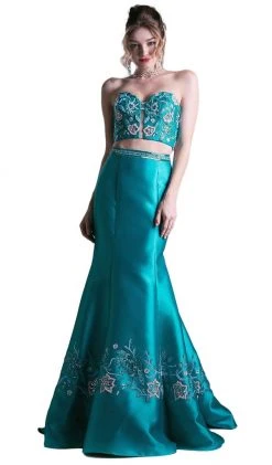 Formal Gowns Cinderella Divine - Two Piece Strapless Embellished Mermaid Dress