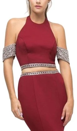 Cinderella Divine - UH551 Embellished Halter Trumpet Dress Formal Gowns