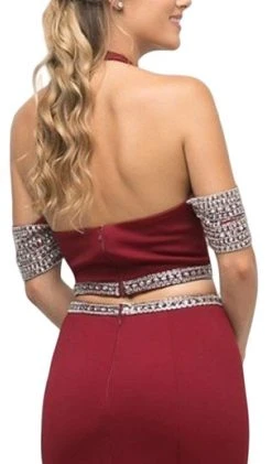 Cinderella Divine - UH551 Embellished Halter Trumpet Dress Formal Gowns