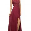 Cinderella Divine - UL035 Beaded Lace Bodice Scallop Cap Sleeve Chiffon Gown - 1 Pc Burgundy In Size M Available Formal Gowns 2 Cinderella Divine - UL035 Beaded Lace Bodice Scallop Cap Sleeve Chiffon Gown - 1 Pc Burgundy In Size M Available Formal Gowns