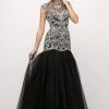 Cinderella Divine - UM072 Beaded High Neck Cap Sleeve Trumpet Dress Formal Gowns 2 Cinderella Divine - UM072 Beaded High Neck Cap Sleeve Trumpet Dress Formal Gowns