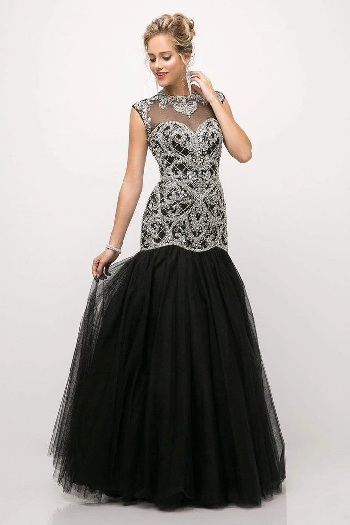 Cinderella Divine - UM072 Beaded High Neck Cap Sleeve Trumpet Dress Formal Gowns 3 Cinderella Divine - UM072 Beaded High Neck Cap Sleeve Trumpet Dress Formal Gowns