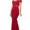 Formal Gowns Cinderella Divine - UV001 Off Shoulder Beaded Lace Bodice Mermaid Gown