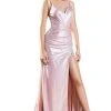 Cinderella Divine - UV007 Fitted High Leg Slit Metallic Evening Gown Formal Gowns 1 Cinderella Divine - UV007 Fitted High Leg Slit Metallic Evening Gown Formal Gowns