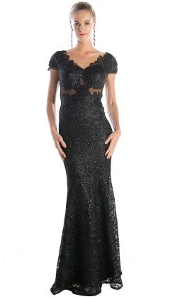 Formal Gowns Cinderella Divine - V-neck Lace Evening Dress