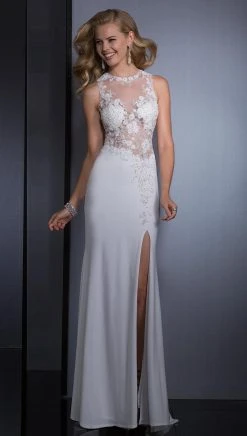 Clarisse - 2503 Embellished Illusion Jewel Sheath Dress Formal Gowns